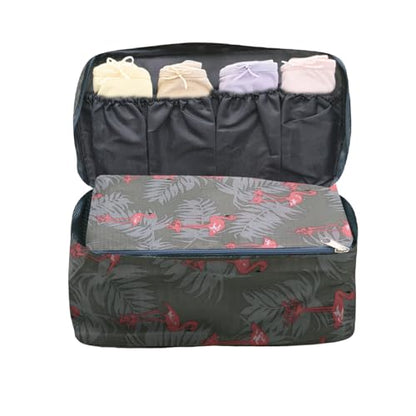 Bra Underwear Storage Bag Portable Multi-Functional Travel Organizers Pouch Case Packing Cube Cosmetic Bag,Grey Flamingo - color: Grey Flamingo