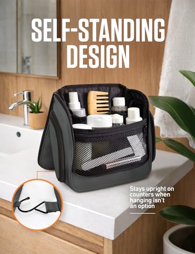 VENTURE 4TH Hanging Travel Toiletry Bag for Women & Men – Large Toiletry Organizer with 18 Compartments, Removable TSA Pouch, Travel Wash Bag for Toiletries, Makeup & Shaving Kit (Gray) - color: Gray