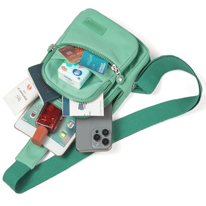 Banelu Small Sling Backpack Crossbody Bags for Women Men, Small Sling Bag Cross Body Bag Fanny Packs Crossbody Purses - Green - color: E Cyan