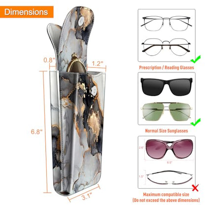 FINTIE Double Glasses Case with Carabiner Hook, Portable Vegan Leather Eyeglass Case Anti-scratch Sunglasses Pouch - color: Cloudy Marble
