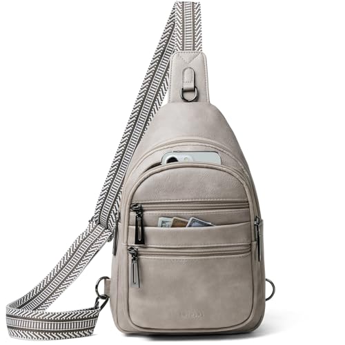 Leresas Sling Bag for Women Crossbody Bags Fanny Packs Sling Purse Backpack Shoulder Bag Vegan Leather Chic Gifts Travel Handbag Light Grey - color: Light Grey