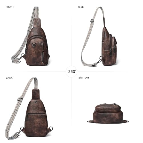 LATMAP 7L Sling Bag for Women Men Leather Small Sling Backpack Daypack Anti Theft Fanny Pack Crossbody Purse Travel - color: Regular Size-coffee