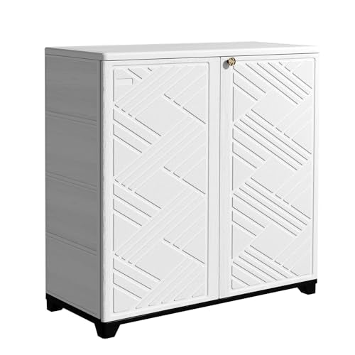 Mrosaa Storage Box Outdoor Caninet,Resin Indoor Storage Box Waterproof,Outdoor Storage Cabinets for Patio/Garden/Backyard(with 1 Shelf)-White - color: White1205-1