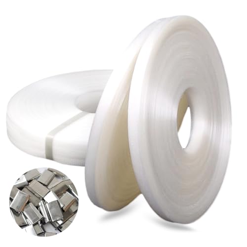 Hand Grade Polypropylene (PP) Strapping Coil 0.59" x 0.0315" 330lbs Break Strength White Poly Strap 100pcs strapping seals for Manual Packing Box Packing Strapping (Length228' x 5 Rolls) - size: Length228' x 5 Rolls