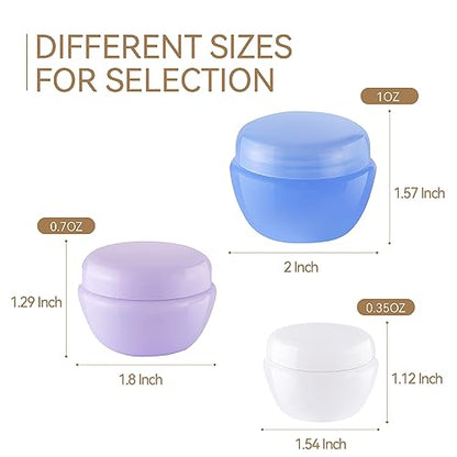 Travel Containers for Toiletries, 3 Size 0.35/0.7/1 OZ Sample Jars, TSA Approved Leak-proof Travel Size Toiletries Containers with Lids for Cosmetic Makeup Face Body Hand Cream
