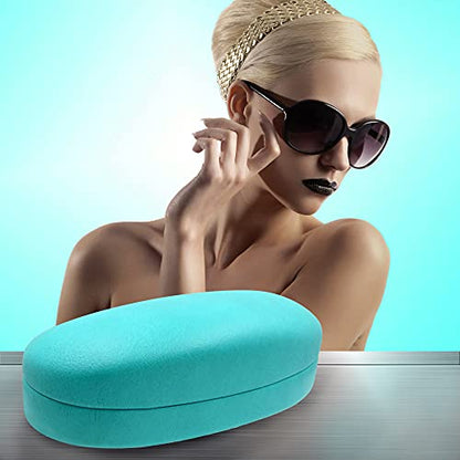 MyEyeglassCase Hard Sunglasses case - Women Glasses Case Holder - Large Durable Eyeglass Case Hard Shell with Pouch & Cloth - color: As113 Teal
