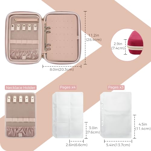 ProCase Extra Large Jewelry Organizer Case, Jewellery Home Storage Book Ring Binder with Clear Pockets for Presentation, Zippered Pouch Bag for Earrings Necklaces Bracelets -Wine - color: Wine, size: Large, Loose-leaf