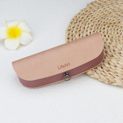 LifeArt Eyeglass Case Hard Shell, Portable Sunglass Case, Fashionable PU Leather Eyeglass Case, Lightweight - color: Banyuan_light Pink