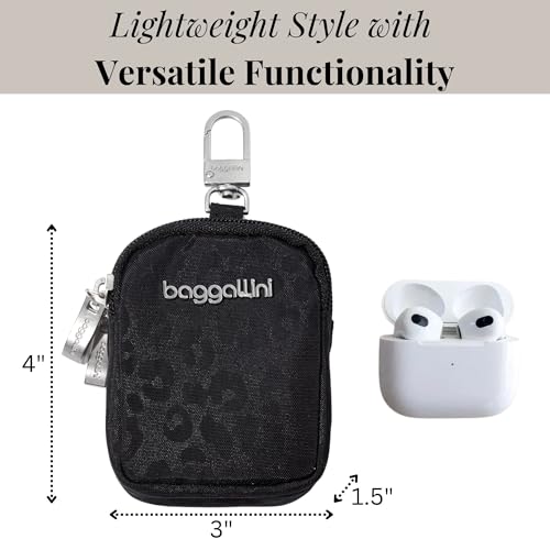Baggallini womens On the Go Mini Pouch - color: Black Cheetah Emboss