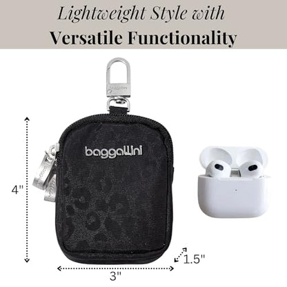 Baggallini womens On the Go Mini Pouch - color: Black Cheetah Emboss