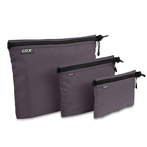 GOX 3 Pack Travel Toiletry Bag for Men Carry On Packing Organizer Zipper Pouch Portable Cosmetic Pouch Accessory Document Electronics (Grey) - color: Grey