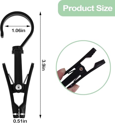 15 Pcs Plastic Travel Swivel Hanging Laundry Hooks Clip, Curtain Clips Black - color: Black