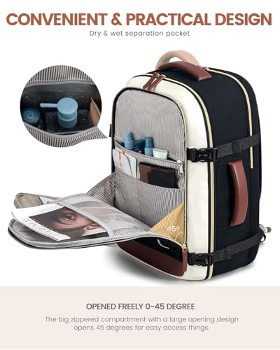 LOVEVOOK Carry On Backpack, 50L Large Travel Backpack For Airplanes, TSA Personal Item Travel Bag, Waterproof Daypack Fits 18 Inch Laptop, Business Weekender Overnight with 3 Packing Cubes, Black Grey - color: Black-grey, size: 50l-18 Inch-4pcs
