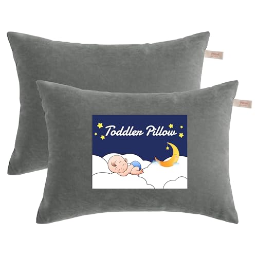 NTBAY Toddler Pillows, Down Alternative 13"x18" Pillow, Machine Washable - Soft and Breathable Travel Small Pillows for Sleeping, Ideal for Daycare, Crib, Cot, Dark Grey - color: Dark Grey, size: 13"x18"