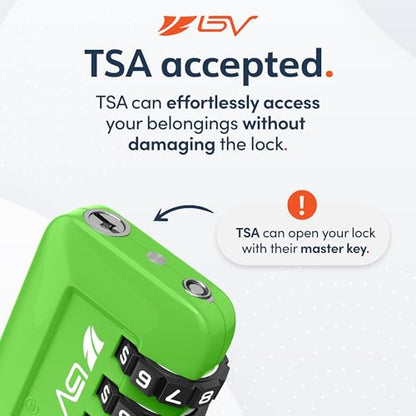 TSA Accepted Luggage Travel Lock, Set-Your-Own Combination Lock for School Gym Locker, Luggage Suitcase Baggage Locks, Filing Cabinets, Toolbox, Case(Green, 4 Pack) - color: Green, size: 4 Pack