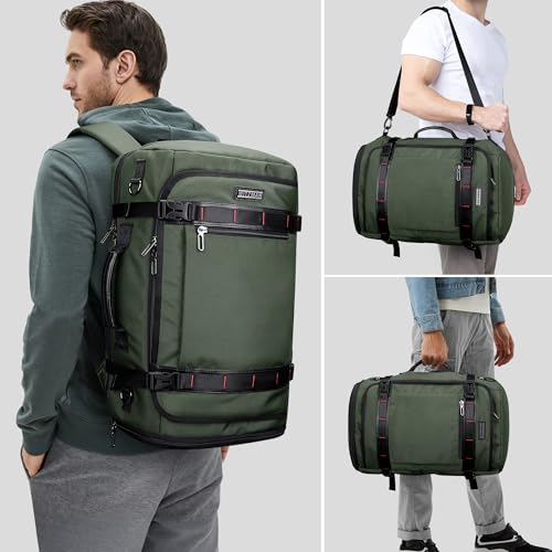WITZMAN Travel Backpack for Men 35L Carry-on Laptop Backpack Luggage Fit 16 inch TSA Friendly Flight Approved with Shoe Compartment for Airplanes（B718 Army Green） - color: Army Green