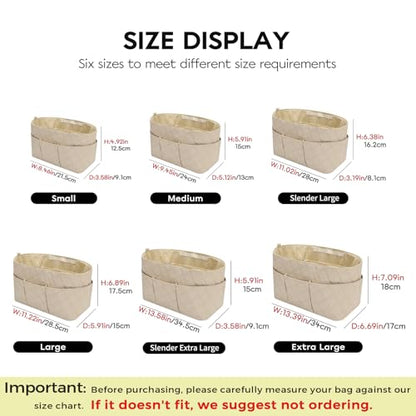 GIVLEFLY Small Purse Organizer Insert, Waterproof Nylon Handbag Insert with Multiple Pockets & Interior Zipper Pocket, Quilted Structured Divider, Top Snap Closure，Light khaki - size: small