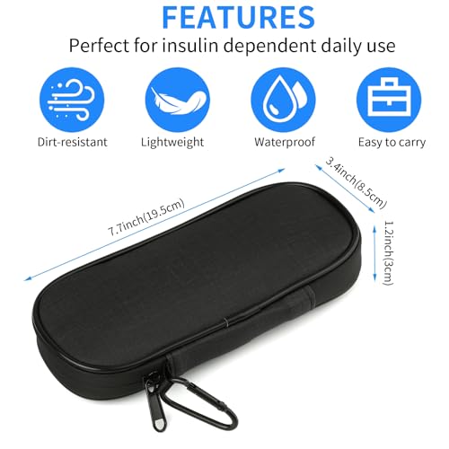 GERMUN Insulin Pen Cooler Travel Case with 2 Reusable TSA Approved Ice Packs, Diabetic Medication Insulated Cool Organizer Bag for Insulin Pens and Other Diabetic Supplies Storage (Black) - color: Black