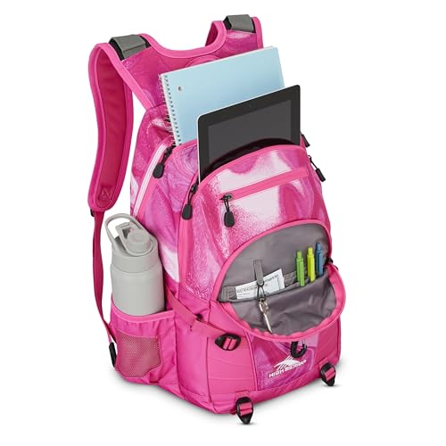 High Sierra Loop-Backpack, School, Travel, or Work Bookbag with tablet-sleeve, Flamingo Marble Swirl, One Size - color: Flamingo Marble Swirl