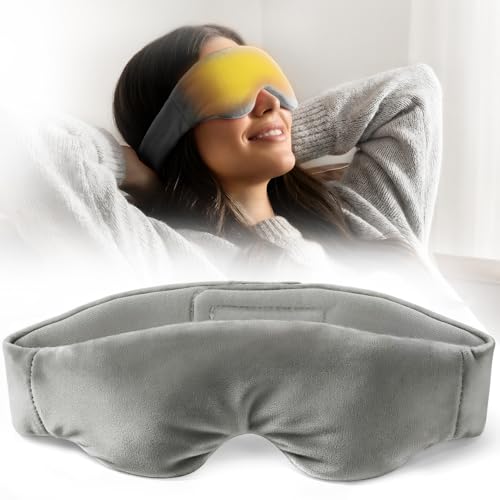 Akakios Heated Eye Mask for Dry Eyes, Microwavable Moist Heat Weighted Eye Masks Warm Compress for Dark Circles and Puffiness, Relief Stye Treatment, with Washable Cover(Gray) - color: Gray