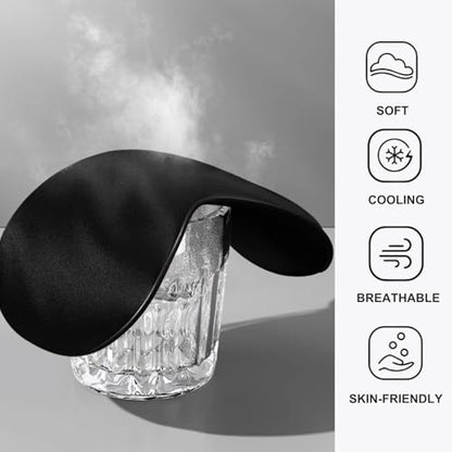 Silk Satin Sleeping Eye Mask, Black Sleep Eye Mask Night Blindfold for Women and Men, Soft Breathable Blackout Eyeshade Eye Cover for Travel, Wedding Bridesmaid Gift - color: Black