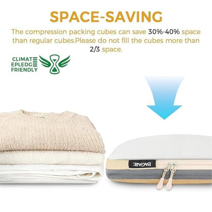 BAGAIL 6 Set Ultralight Compression Packing Cubes Packing Organizer for Travel Accessories Luggage Suitcase Backpack - color: Beige40D, style: Mesh Pattern