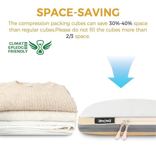 BAGAIL 6 Set Ultralight Compression Packing Cubes Packing Organizer for Travel Accessories Luggage Suitcase Backpack - color: Beige40D, style: Mesh Pattern