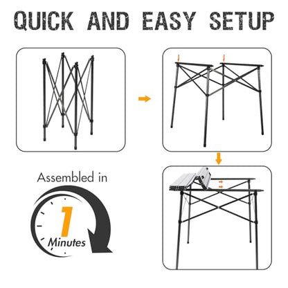 Portal Lightweight Aluminum Folding Square Table Roll Up Top 4 People Compact Table with Carry Bag for Camping, Picnic, Backyards, BBQ, Silver - color: Silver