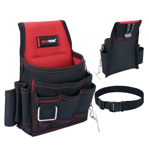 MELOTOUGH Electrician Tool Pouch Tool Belt Pouches Multiple Pockets Tool Organizer for Technician, Maintenance, HVAC - color: Red, size: Small Electrician Pouch