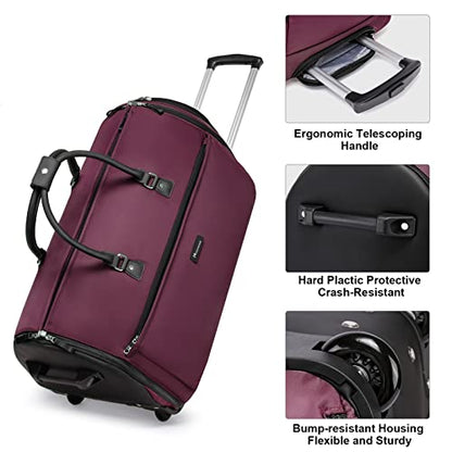Modoker Rolling Garment Bags, 25in Large Garment Duffle Bag with Wheels, 3 in 1 Garment Suit Luggage Bag, Not Standard Carry-On Size for Women Men Business Travel Weekender, Red - color: 25in-Red