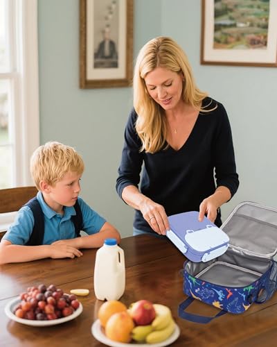 Dinosaur 5L Kids Insulated Lunch Bag Easy to Clean Leakproof Wipeable liner Side Water-bottle Holder Lunch Box for Kids with Shoulder Strap Kids Lunch Bag for School Travel Picnic - color: Dinosaurs