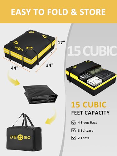46" x 36" Universal Roof Rack Basket, 200 Lbs Capacity Rooftop Cargo Carrier Basket with 15 Cubic Feet (44" x 34" x 17") Waterproof Luggage Bag, for Suvs, Trucks, Vehiclesor Suvs, Trucks, Vehicles - size: 46" x 36" w/Bag