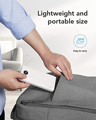 VRURC Portable Charger Built in Cables, Slim Power Bank 10000mAh, Multi Devices Charging Bank with Lanyard, USB C Battery Pack 5 Outputs for for All Cell Phones Devices, Samsung,Android-White(1 Pack) - color: White