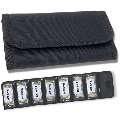 Money organizer for cash 7 slots money holder with blank card, Cash holder wallet organizer for Budgeting, Traveling, Saving, Receipts, Coupons and Tips (Black) - color: Black