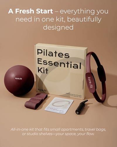 Pilates Kit for Women – Home Pilates Equipment Set with Ring, Ball & Resistance Bands | Pilates Starter Kit with Accessories in Gift Box - color: Cocoa, style: Essential Kit - 3PC