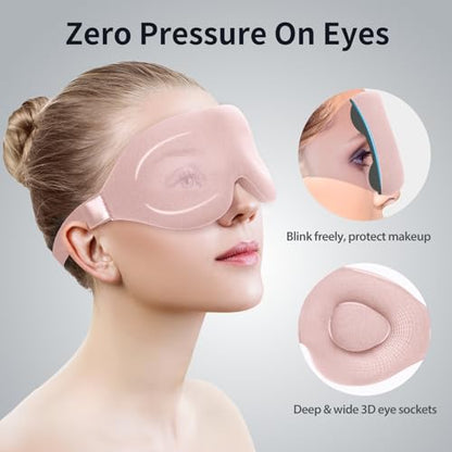 NEWVANGA Sleep Mask for Back and Side Sleeper, Block Out Light, Luxury Sleeping Eye Mask of 3D Night Blindfold, Zero Pressure Breathable Travel Eye Cover Pink - color: Luxury Pink