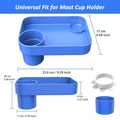 Car Seat Snack Tray for Kids, Mess-Free Square Travel Tray Cup Holder Snack Tray, Durable Car Food Tray for Toddlers, Universal Fit Kids Travel Road Trip Essentials (1, Blue) - color: blue