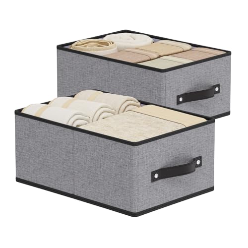 Foldable Storage Boxes, Fabric Storage Baskets with Handles, Cube Organizer Bins for Organizing Shelves, 13 × 9.1 × 5.5 Inch, Gray, 2-Pack - color: Gray, size: Medium -2 Pack