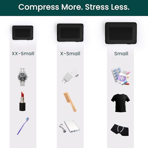 NOBL Travel Compressible Packing Cubes Set, 6 Pieces Travel Packing Organizers, Compression Luggage Cubes for Suitcases & Carry On, Space Saving (XXS, XS, S, M, L, XL) - Jet Black - color: Jet Black
