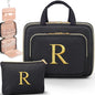 Gifts for Women, Initial Toiletry Makeup Bag Hanging Cosmetic Organizer with Embroidery Letter Personalized Nurse Teacher Appreciation Birthday Mothers Day Gifts for Mom Sister Wife Friends Auntie Her - style: R