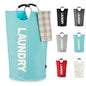 Caroeas 100L Laundry Basket,Large Laundry Hamper, Laundry Bag with Padded Handles, Clothes Hamper Stands Up Well, Collapsible Free Standing Easy Storage Washing Bin (Light Blue,100L) - color: Light Blue, size: 100L