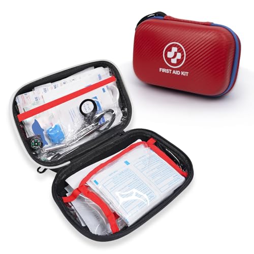 315 Piece Emergency Kit – Waterproof Hard Shell EVA First Aid Kit for Home, Car, Camping, Hiking, Travel, Office & Outdoor Emergencies(Red/Blue) - color: Red/Blue, size: M-315piece
