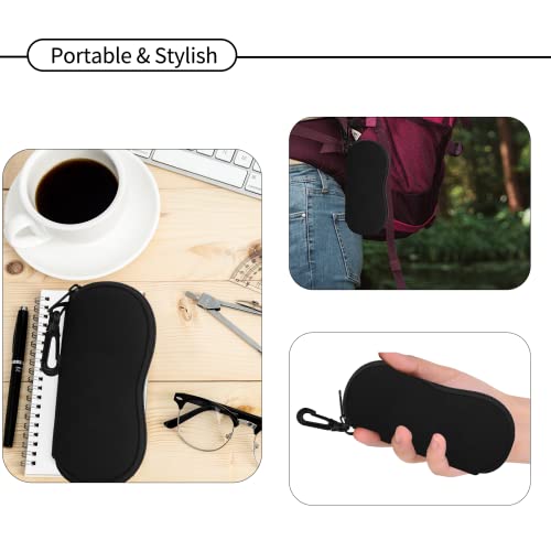 Hion Sunglasses Soft Case Ultra Light Neoprene Zipper Eyeglass Case With Belt Clip - color: 4pcs-2pcs Black+2pcs Khaki