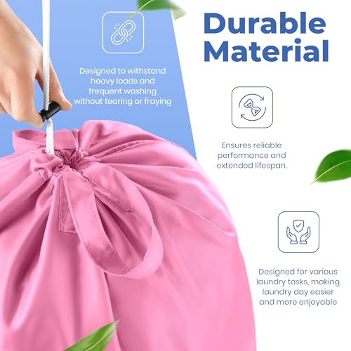 Extra Large Travel Laundry Bag - 2-Pack Fun Print Design Bags for Dirty Clothes - Durable Water-Resistant Fabric - Sturdy Drawstring Closure (Pink-Teal | Laundry) - color: Pink-teal | Laundry