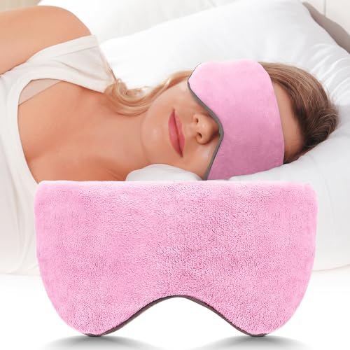 Mr. Sandman Weighted Eye Mask for Sleeping, Blackout Sleep Mask, Reversible Cool & Cozy Compress for Dry Eyes, Headache Migraine Relief, Eye Cover for Travel, Gifts for Women & Men, 0.5 lb, Pink - color: Pink