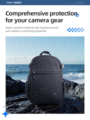 llano Compact Camera Backpack for DSLR/SLR/Mirrorless,Photography Bag with Laptop Slot (for 14" MacBook) & Tripod Holder, Ideal for Travel & Outdoor (for Canon, Nikon, Sony), Small, Black,10L Capacity - size: 10L