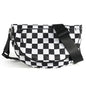 Crescent Bag for Women and Men, Fashion Medium Nylon Folding Crescent Moon Bag Single Shoulder Bag with Adjustable Strap - color: Crossbody bag- Black White Checkered