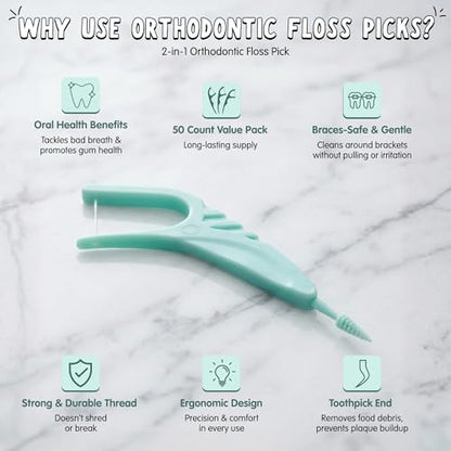 Braces Care Essentials with Sonic Toothbrush, Orthodontic Wax and Floss Picks for Daily Braces Cleaning and Comfort for Kids, Teens and Adults