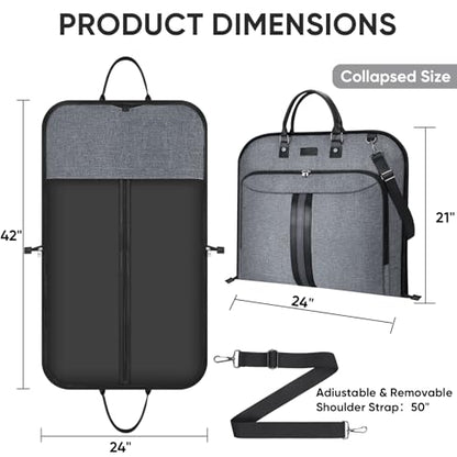 BALEINE Travel Garment Bag, Travel Suit Bag for Men, Water Resistant Carry on Garment Bag for Hanging Clothes, Garment Duffel Bag for Travel Business (Grey) - color: Grey