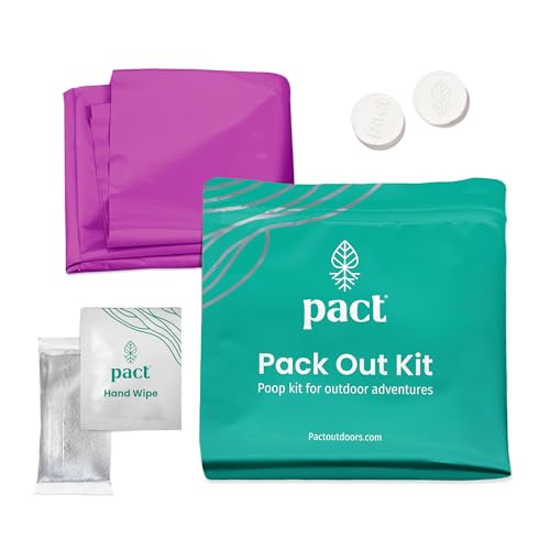 PACT Pack Out Kit - Camping Poop Kit Includes Wet Wipes, Smell Proof Disposal Bags, Hand Wipes, Poop Powder for Odor and Human Waste Bags for Camping and Backpacking